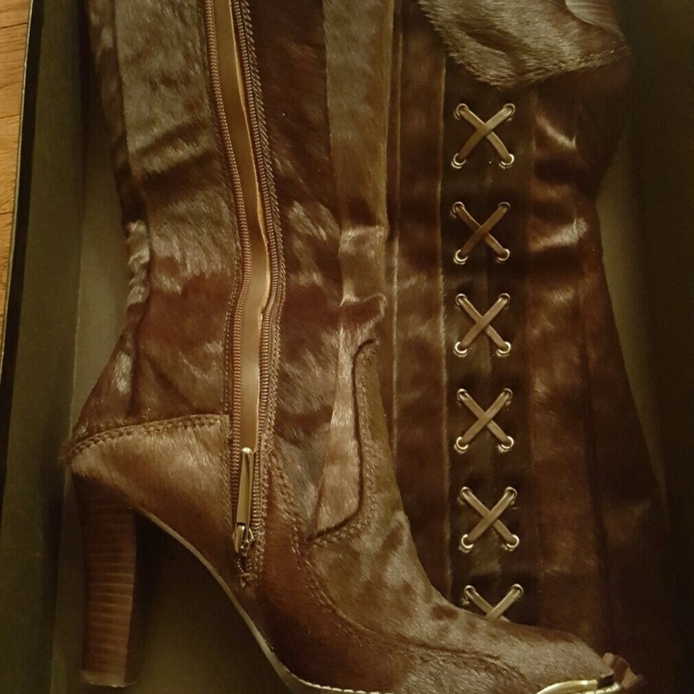 NWT Donald Pliner calf hair knee boots